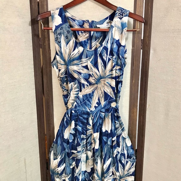 Vintage TALL GIRL jumpsuit one piece tropical floral extra wide flowy legs - Picture 2 of 16